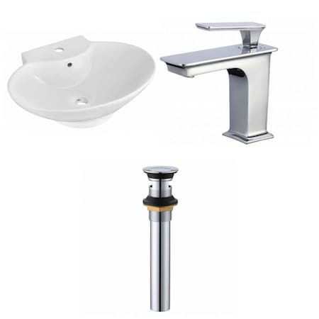 22.75-in. W Above Counter White Vessel Set For 1 Hole Center Faucet